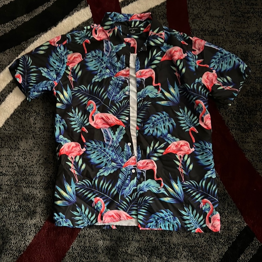 Flamingo Hawaiian Button Down